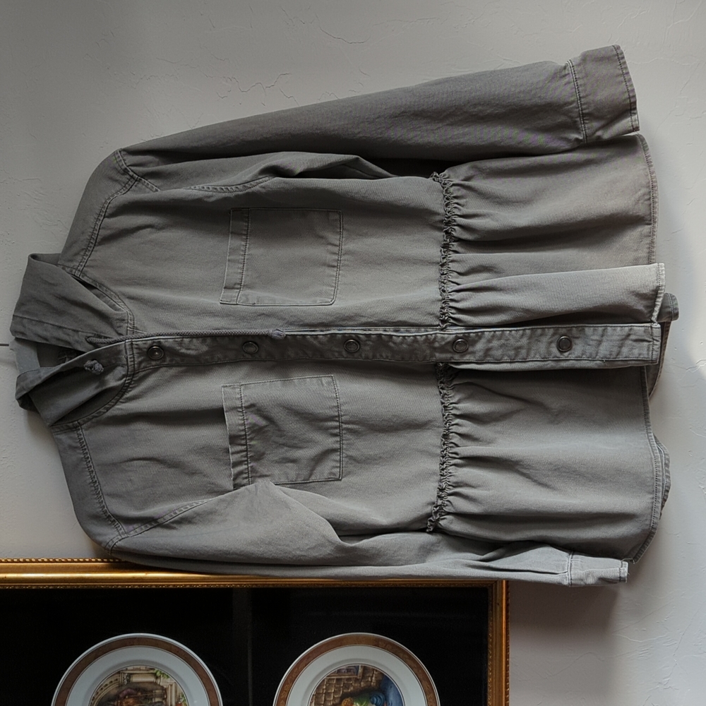 Maurice's Oversized Olive Green Hooded Peplum Utility Jacket Cotton Size S